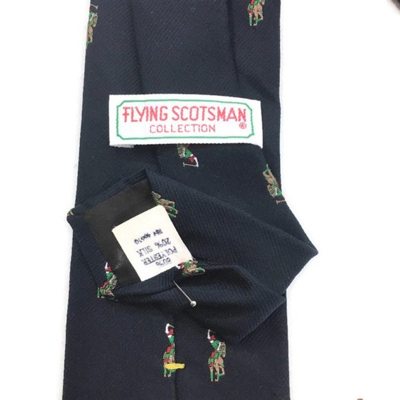 FLYING SCOTSMAN Navy Blue Necktie Tie Polo Player - Picture 4 of 5